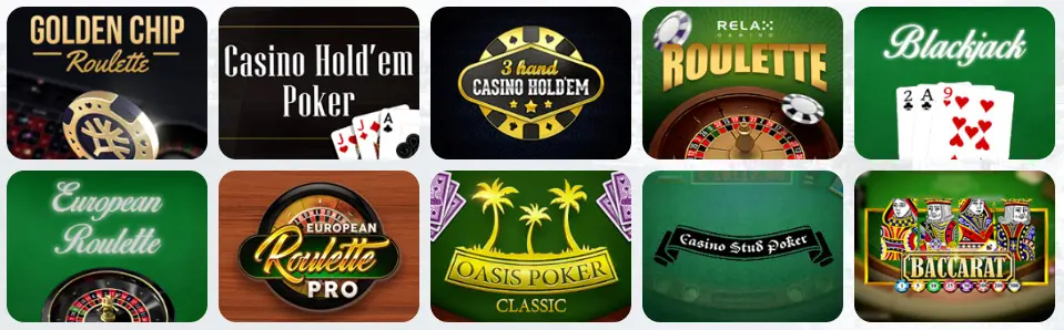 Juegos de mesa en 7Slots Casino